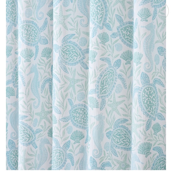 CARO HOME 100% Cotton Sea Turtle Shower Curtain - 72"x72" - Picture 3 of 11